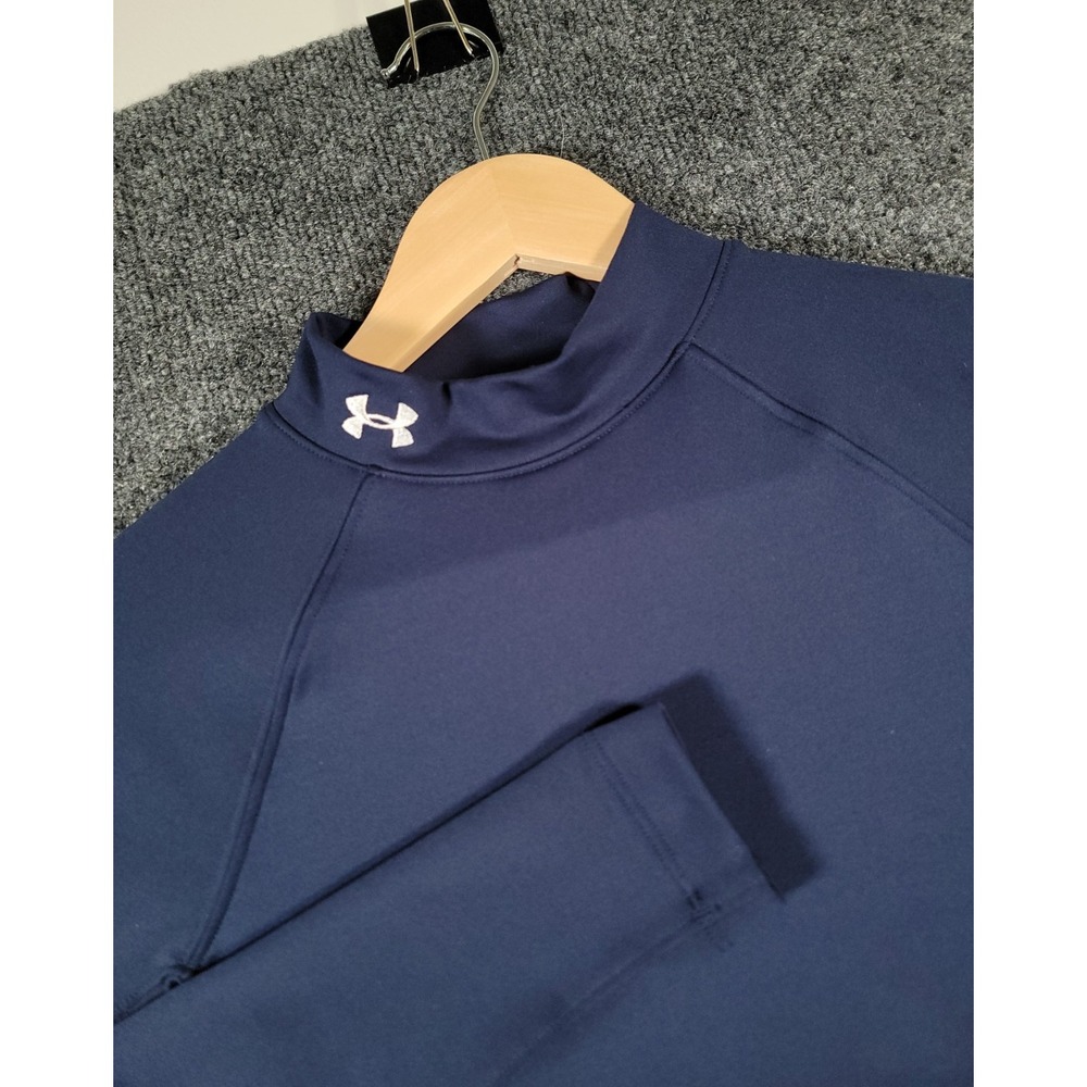 Under Armour ColdGear Compression Shirt Small Womens Blue Mock Neck Fitted Top